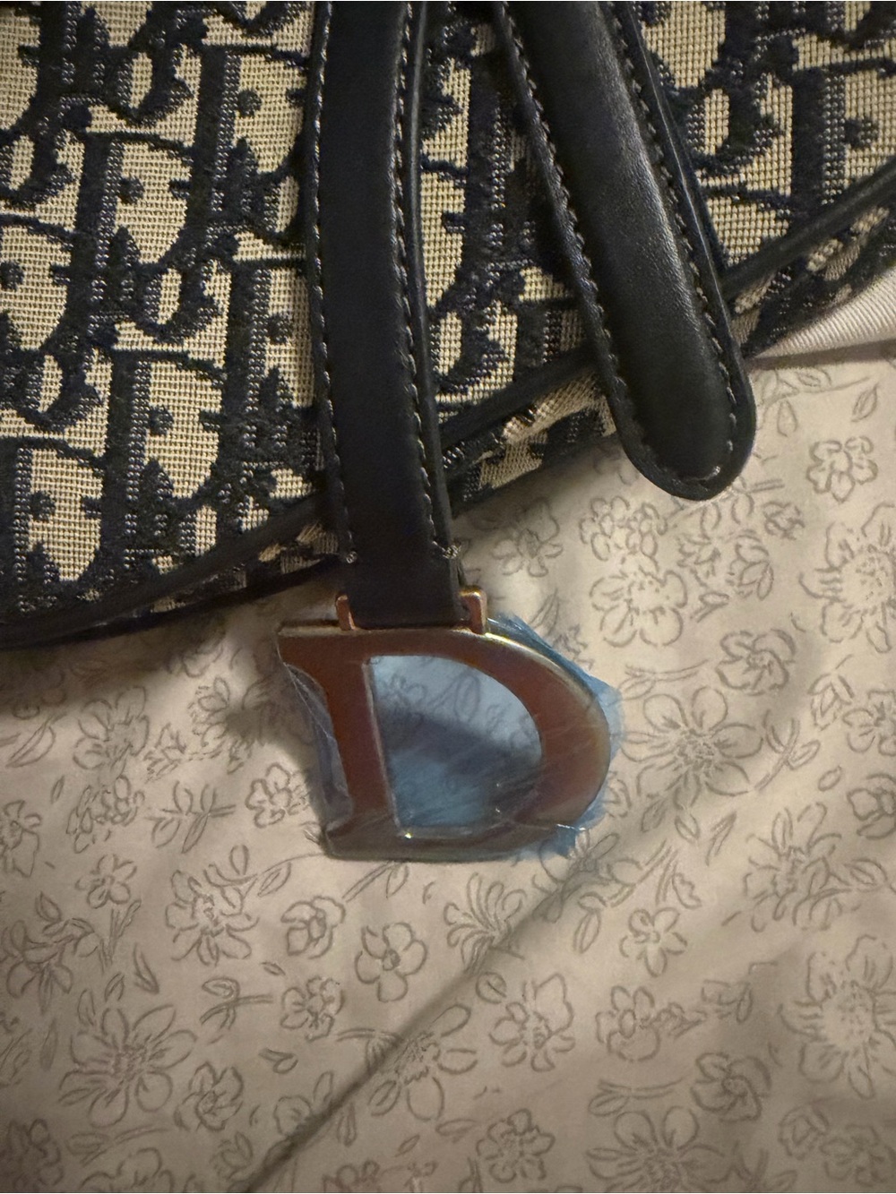 Inspired Saddle Shoulder Bag – Navy & Beige - Picture 2 of 8